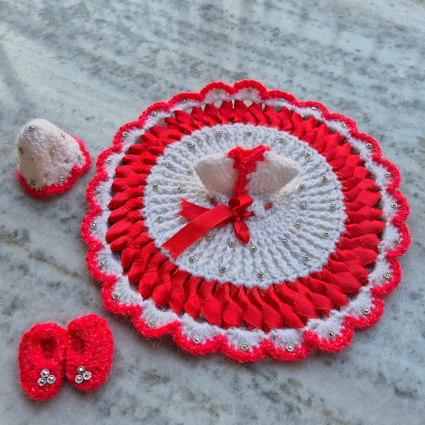 Woollen dress with cap and shoes- 21