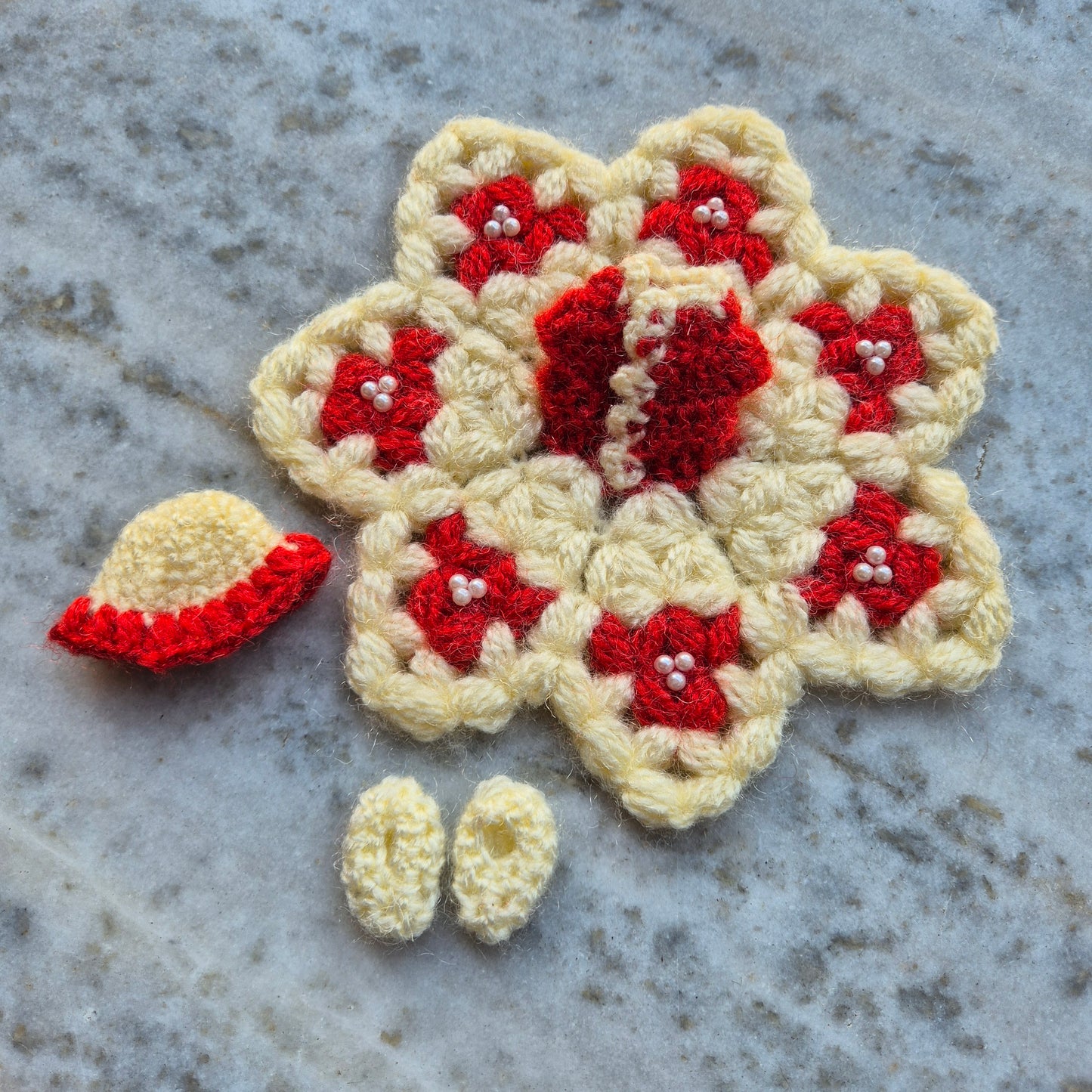 Woollen dress with cap and shoes-29