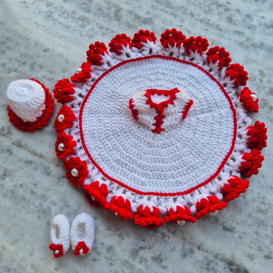 Woollen dress with cap and shoes-19