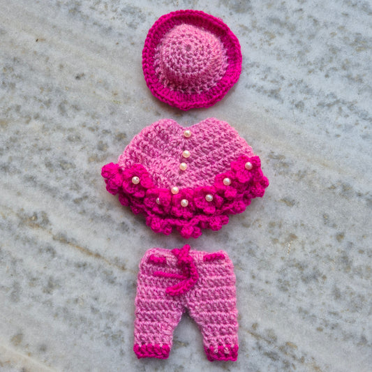 Woollen ponchu with pant and cap- 46