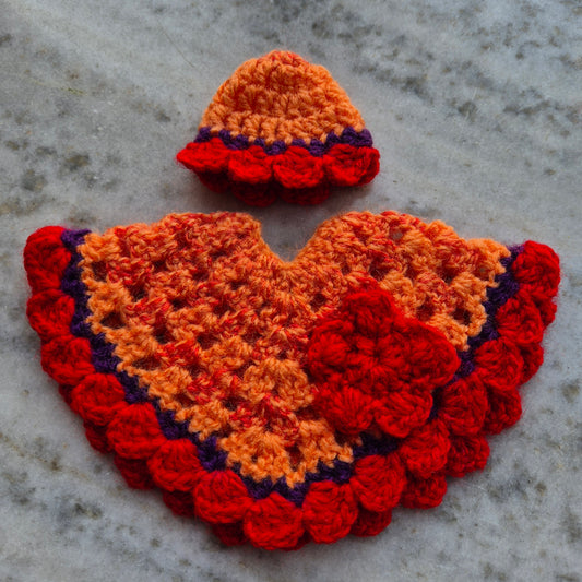 Woollen ponchu set with cap-51
