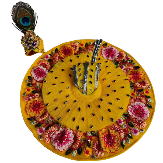 Yellow Floral Laddoo Gopal Dress  - LG126