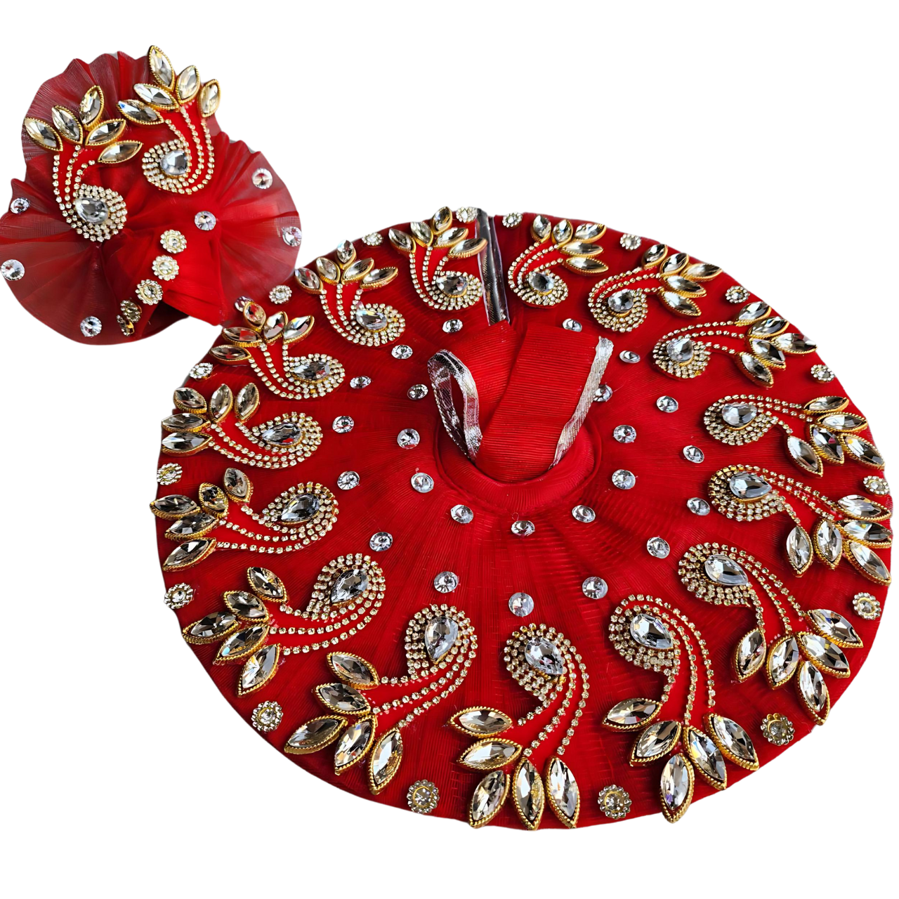 Laddoo Gopal Heavy Red Dress With Mukut - LG114